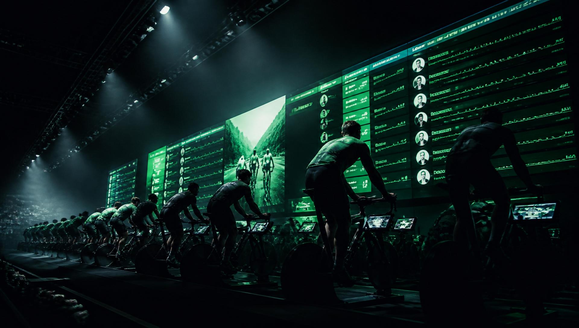 Potior event arena with athletes on smart bikes